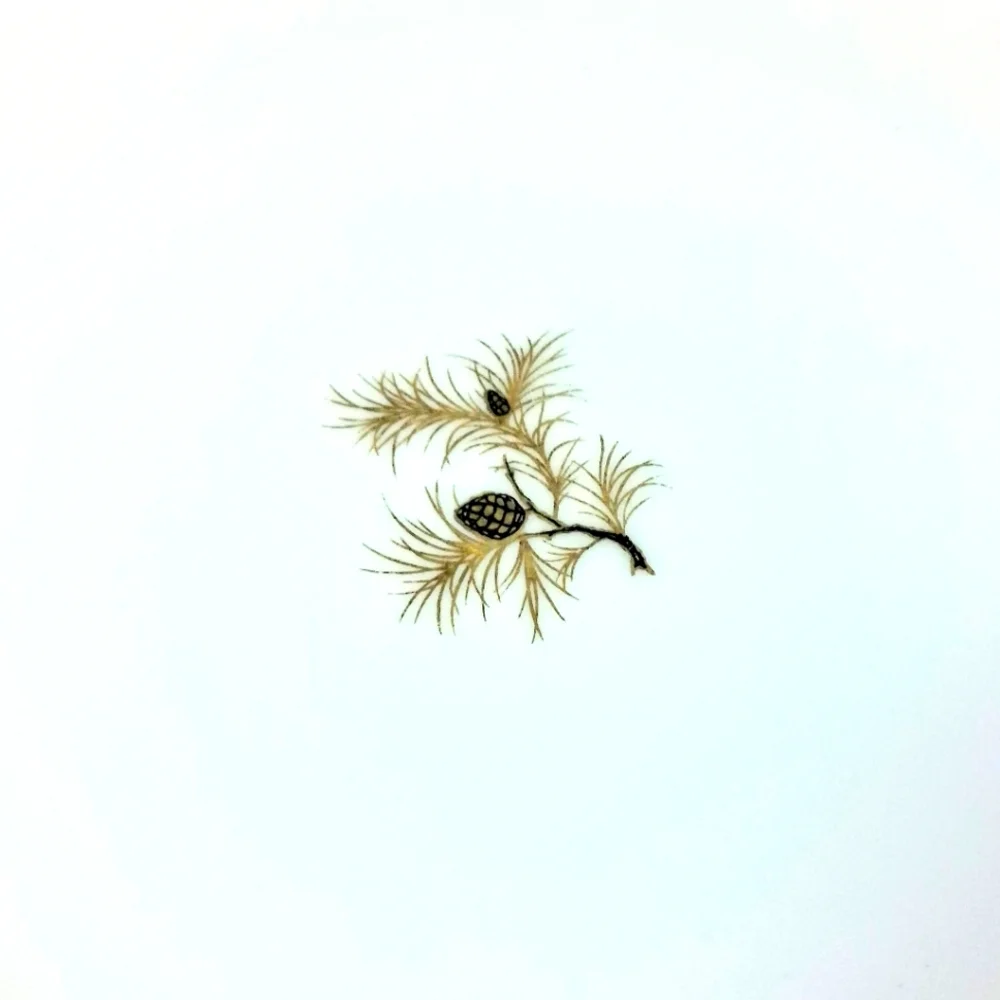 ACI Vintage Set Of 4 Each Golden Pine Gold Rim Japan Salad & Bread China Plates - Picture 4 of 6